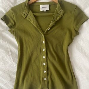 Reformation Sage Green Button-Down Shirt